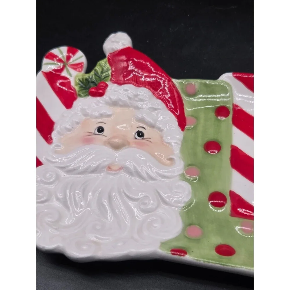 Fitz And Floyd Christmas Santa Jolly Snack Therapy Wall Hanging Tray 2009